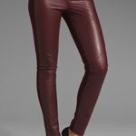 Paige  Paloma Genuine Leather Panel Paloma Leggings Pants Burgundy Small Photo 14