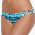 SO  Aqua Multicolor Geometric Strappy Scoop Bikini Bottoms L Photo 0