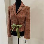 INC International Concepts NWT Cosmopolitan Tweed blazer with Satin Green Bow 6P Pink Photo 1