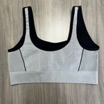 New Balance  Striped Black and Gray Sports Bra Photo 2