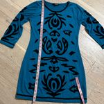 Young Threads Teal Black Embroidered Boho Mini Dress 3/4 Sleeve India S Blue Photo 6
