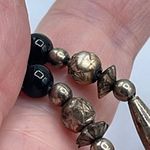 Silver and black glass vintage double strand boho festival necklace Black Photo 7