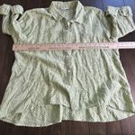 Habitat  Womens Size XL Top Button Down Collared High Low Plaid Green White Linen Photo 2