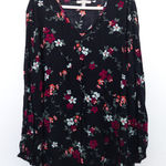 Woman Within  Womens‎ Blouse Size 2X Black Floral Long Sleeve Boh Casual Fall Photo 0