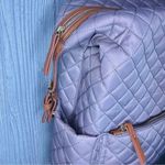 Tommy Bahama Light purple & brown leather detail Quilted backpack bag Laptop Poc Photo 2