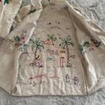 Vintage Lopez Mexican‎ Wool Open Tourist Coat Jacket Yarn Embroidered Tan Sz S/M Size M Photo 9