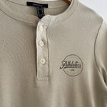 Forever 21 NWT  Henley Long Sleeve Shirt "Athletic" Logo Women's M Taupe Buttons Photo 10