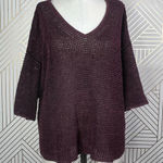 Isabel Marant Maroon Purple Open Knit Linen Blend V-Neck Sweater Size 38 / US 6 Photo 0