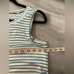 cupio NWT  Size M Aqua Blue White Stripe Tie Front stretchy Tunic Tank Top Photo 5