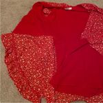 Red and white floral wrap romper, Daphnea paris, ruffles and button, size M Size M Photo 4