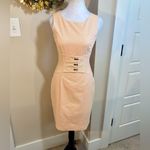 Antonio Melani Corset Waist Orange/White Micro Stripe Sheath Career Dress Sz 0💚 Photo 0