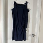 Ralph Lauren Lauren  Sheath Wrap Dress Womens 8 Navy Cold Shoulder Long Sleeve Photo 1