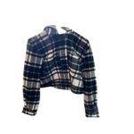 ZARA  Women's M Plaid Crop Jacket Black‎ & White with Hood Photo 4