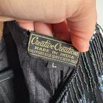 Vintage silk beaded fringe blouse Black Size L Photo 2