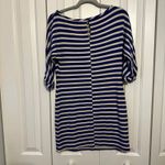 Tart Striped Blue & Cream Knit Dress With 3/4 Sleeves &‎ Button Detail By  Size S Photo 2