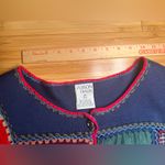 Allison Daley  knitted Hippie Patchwork Long Sleeve Granny Cardigan Sweater|Sz:2x Photo 8