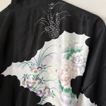 Japanese Kimono Robe Sz 56 Cherry Blossom Made In Japan Womens Polyester Parasol Black Photo 6