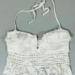 White Crochet Lace Halter Bikini Tankini Swim Top Bathing Suit Swimwear Size M 🤍 Size M Photo 0