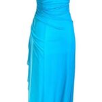 Blondie Nites Ruched Chiffon Blue Glam Slip Gown Rhinestone Accent Side Ruffle Design 5 Prom Photo 4