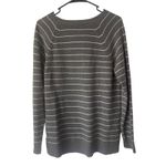 Gap  Women Medium‎ Grey Merino Wool Blend V Neck Striped Long Sleeve Sweater Photo 5