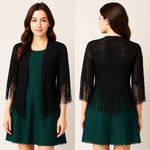 Do Everything In Love NWT Free People x  Black Lace Fringe Kimono Shawl Cardigan Photo 1