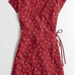 Hollister  Red ditsy floral wrap dress Photo 0