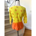 Vintage Y2K Yellow Orange Ombre Glitter Mandala Ruched T Photo 3