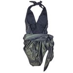 Nicole Miller NWT New York One Piece Plunge with Skirt Sash in Black/Gold Photo 5