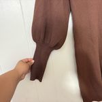 AVANTLOOK Bubble Sleeve Slim Knit Brown Sweater Winter Dress Size Large New Photo 8