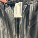 Mittoshop  faux leather M black joggers pull on casual drawstring fall winter Photo 5