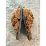 Women's Fuzzy Double Strap Slide Slippers Brown Open Casual Sketchers Photo 3