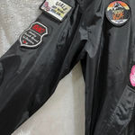 EXPRESS  Black Bomber Jacket w/ patches Size M (Like New) Photo 1