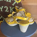 Josef Seibel Leather Strap Sandal Heel European Laganlook Flower Mustard Comfort Yellow Size 6.5 Photo 2