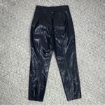 ZARA  Embossed High Waist Faux Leather Ankle Pants‎ Black Small Photo 1