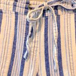 Per Se Linen Pants Drawstring Waist Stripe White Blue PS Photo 6