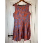 Talbots  Dress Women 10P Blue Orange Floral Fit & Flare Design Knee Length Cotton Photo 2