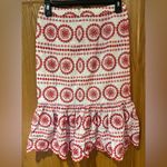 Boden Broderie Embroidered Scalloped Lined Hem Midi Skirt Red White Size 2P Photo 13
