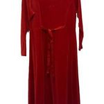 L.L.Bean Dress Womens Petite Small Red Velour Maxi Back/Front Tie Casual Pullover Photo 0