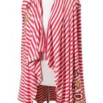 Soft Surroundings  Pink/white striped embroidered knit open cardigan Photo 5