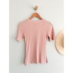 Madewell  | NWT Ribbed Lace-Up Short-Sleeve Tee in Pale Blush | XS Photo 8