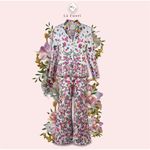 La Fuori‎ Elenore Garden Floral Flare Pants Sz S Embroidered 100% Silk Anthro Photo 3