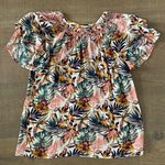 Garnet Hill poetica smocked floral tropical blouse Photo 4