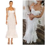 Zimmermann NWT  Petal Appliqué Linen Silk Corset Gown White Midi Dress Size 1 Photo 1