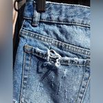 ZARA TRF Butterfly 🦋 Embroidered Distressed MOM FIT DENIM Shorts Photo 8