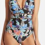 Sea Level Australia Botanica Spliced One Piece Floral Swimsuit Size US 4 NEW Black Photo 0