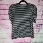 Rebecca Minkoff BLACK WHITE STRIPED SHIRRED SHOULDER DRESSY BASIC TEE XS Photo 1