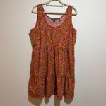Toad&Co Sunkissed Sunsana Sleeveless Tiered Mini Dress Taffy Micro Floral Print Red Size L Photo 3