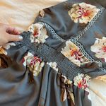 Women Floral Maxi Dress with Slit Size Large Gray Photo 7