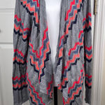 Torrid  Gray Colorful Chevron Zigzag Open Front Long Sleeve Cardigan Size 3 3X Photo 0