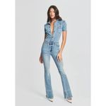 NWT SER.O.YA Fallon XXS Bayside Denim Flare Jumpsuit Button Photo 5